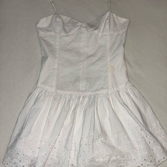 Zara White Eyelet Spaghetti-Strap Dress - Picture 3 of 4